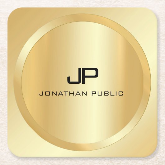 Benutzerdefinierte elegante Imitat Gold Monogram M Rechteckiger Pappuntersetzer (Vorderseite)