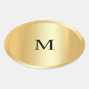 Benutzerdefinierte elegante Imitat Gold Monogramm- Ovaler Aufkleber