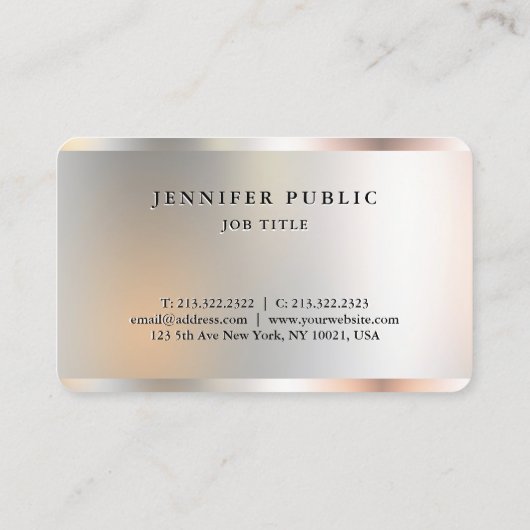 Benutzerdefinierte elegante Imitate Silver Templat Visitenkarte (Rückseite)