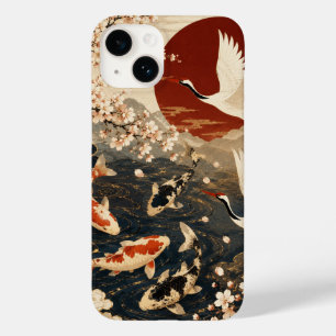 Benutzerdefinierte elegante japanische Koi & Krani Case-Mate iPhone 14 Hülle