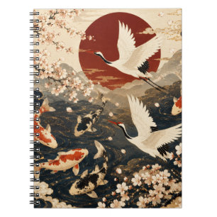 Benutzerdefinierte elegante japanische Koi- und Kr Notizblock