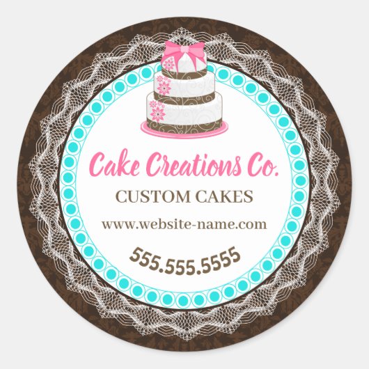 Benutzerdefinierte elegante Kuchenverpackung Runder Aufkleber (Vorderseite)