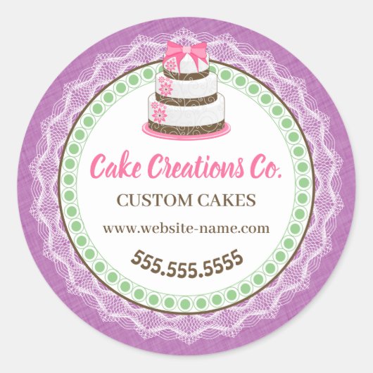 Benutzerdefinierte elegante Kuchenverpackung Runder Aufkleber (Vorderseite)