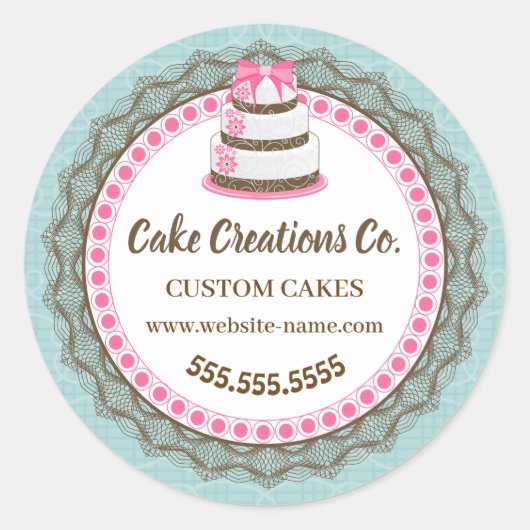 Benutzerdefinierte elegante Kuchenverpackung Runder Aufkleber (Vorderseite)