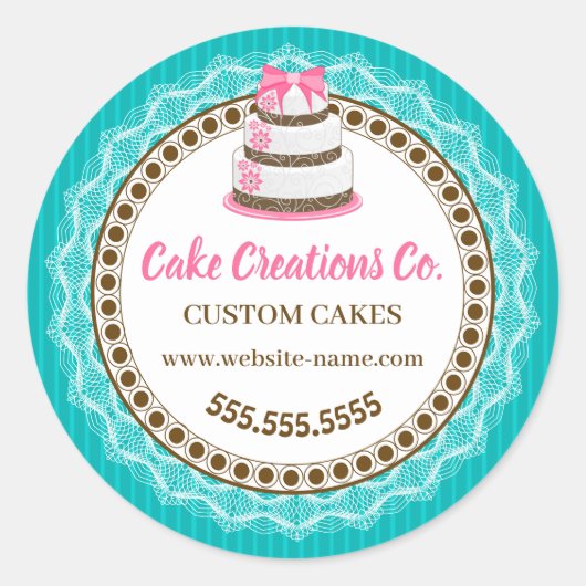 Benutzerdefinierte elegante Kuchenverpackung Runder Aufkleber (Vorderseite)