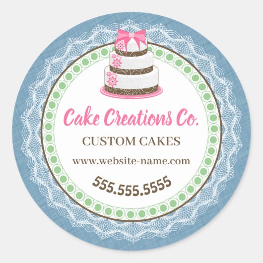Benutzerdefinierte elegante Kuchenverpackung Runder Aufkleber (Vorderseite)