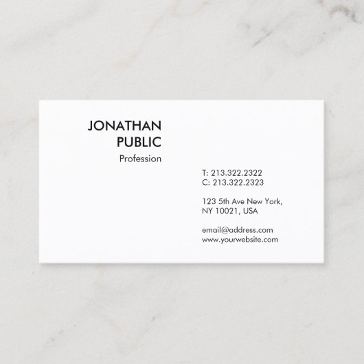 Benutzerdefinierte elegante, moderne Berufliche ei Visitenkarte (Vorderseite)