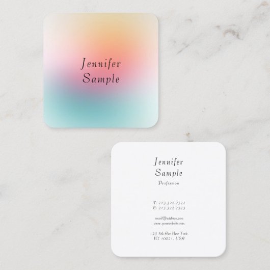Benutzerdefinierte elegante, moderne, farbenfrohe quadratische visitenkarte (Vorne/Hinten)
