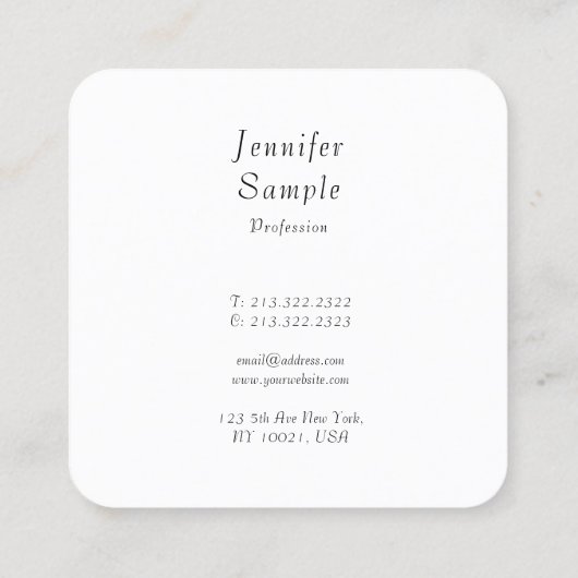 Benutzerdefinierte elegante, moderne, farbenfrohe quadratische visitenkarte (Rückseite)