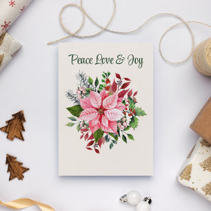 Benutzerdefinierte elegante rosa Poinsettien-Weihn Karte