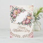 Benutzerdefinierte elegante Rose Frame Muttertagsk Feiertagskarte (Stehend Vorderseite)