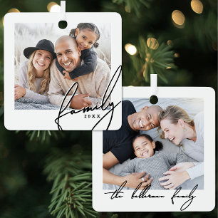 Benutzerdefinierte elegante Schriftfamilienfoto Ornament Aus Metall