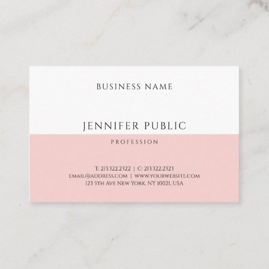 Benutzerdefinierte elegante trendy Blush Pink Mode Visitenkarte (Rückseite)