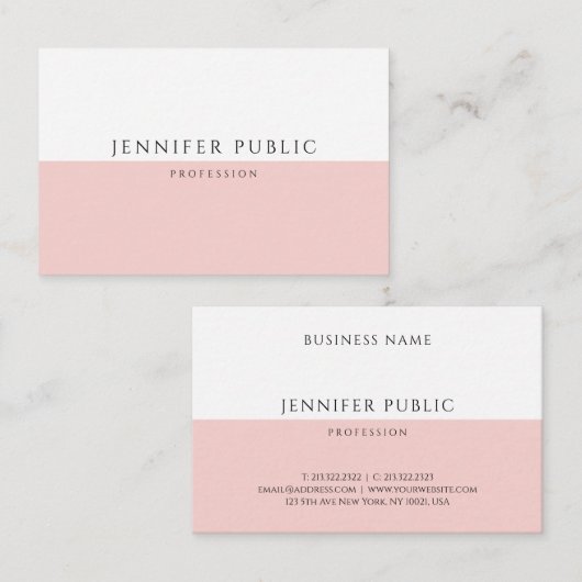 Benutzerdefinierte elegante trendy Blush Pink Mode Visitenkarte (Vorne/Hinten)