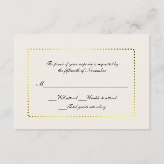 Benutzerdefinierte Elfenbein- und Gold-Antwortkart RSVP Karte