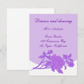 Benutzerdefinierte Empfang-Karten der lila Blume Einladung (Vorne/Hinten)