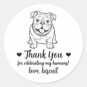 Benutzerdefinierte Englische Bulldogge Hund Hochze Runder Aufkleber