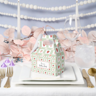 Benutzerdefinierte Erdbeer-Gingham-Geburtstagsfeie Geschenkschachtel