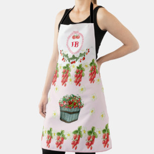 Benutzerdefinierte Erdbeere Mit Monogramm Schürze
