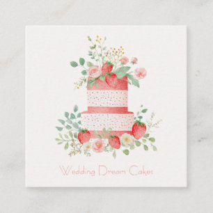 Benutzerdefinierte Erdbeeren Hochzeitstorte Visite Quadratische Visitenkarte