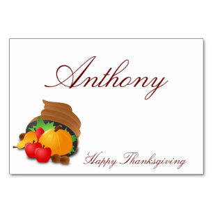 Benutzerdefinierte Erntedank-Tischkarten Cornucopi Tischnummer