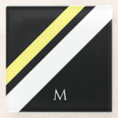 Benutzerdefinierte erste diagonale Linien schwarz Glasuntersetzer (Vorderseite)