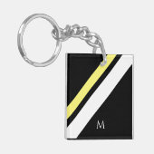 Benutzerdefinierte erste diagonale Linien schwarz Schlüsselanhänger (Vorderseite links)