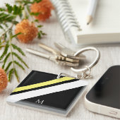 Benutzerdefinierte erste diagonale Linien schwarz Schlüsselanhänger (Vorderseite rechts)