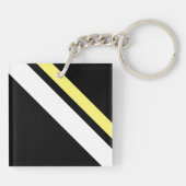 Benutzerdefinierte erste diagonale Linien schwarz Schlüsselanhänger (Rückseite)