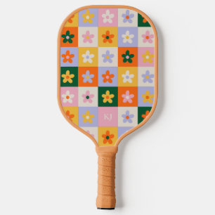 Benutzerdefinierte erste Retro-Blume überprüft Pickleball Schläger