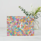 Benutzerdefinierte erste Retro Floral Flat Note Ca Einladung (Stehend Vorderseite)