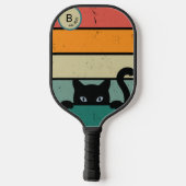 Benutzerdefinierte erste Retro-schwarze Katze Pickleball Schläger (Rückseite)
