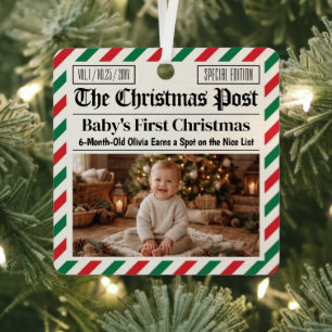 Benutzerdefinierte Erstes-Christmas-Zeitung für Ba Ornament Aus Metall