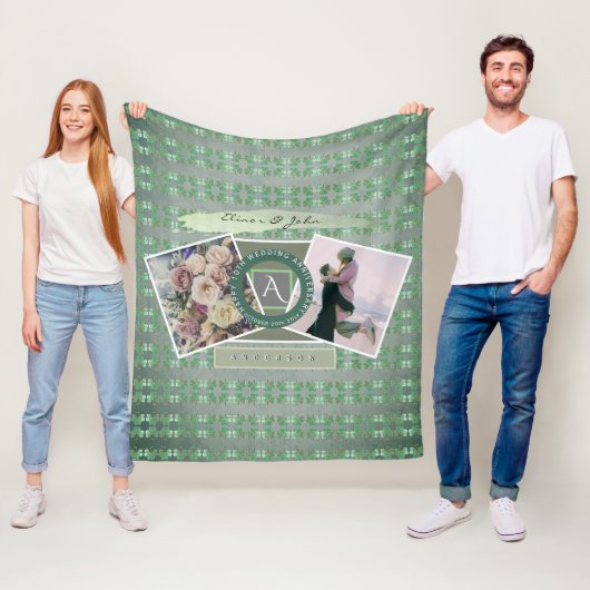 Benutzerdefinierte Event 2-Fotos mit Kleeblättern Fleecedecke (Beispiel)