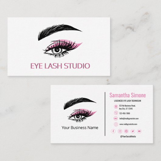 Benutzerdefinierte Eye Lash Extension Business Car Visitenkarte (Vorne/Hinten)