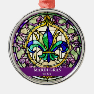 Benutzerdefinierte falsche Buntglas-Mardi-Gras-Blu Ornament Aus Metall