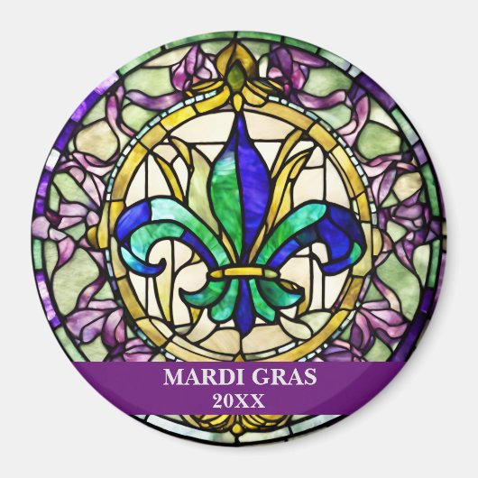 Benutzerdefinierte falsche Glasmalerei Mardi Gras Magnet (Vorne)