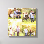 Benutzerdefinierte Familie Foto Collage Canvas Pri Leinwanddruck<br><div class="desc">Wunderschöne personalisierte Leinwand Wandkunst mit 4 eigenen Fotos in quadratischer Raster-Foto-Collage. Fügen Sie Ihre Lieblingsfamilien-Fotos hinzu und erstellen Sie einen wunderschönen Kunstdruck für die Leinwand. Klicken Sie auf Anpassen,  um Fotos zu verschieben,  Text hinzuzufügen und Schriftart und Farben anzupassen. Großartiges Geschenk für Familie,  Freunde,  Eltern und Großeltern!</div>