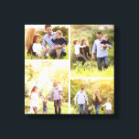 Benutzerdefinierte Familie Foto Collage Canvas Pri Leinwanddruck<br><div class="desc">Wunderschöne personalisierte Leinwand Wandkunst mit 4 eigenen Fotos in quadratischer Raster-Foto-Collage. Fügen Sie Ihre Lieblingsfamilien-Fotos hinzu und erstellen Sie einen wunderschönen Kunstdruck für die Leinwand. Klicken Sie auf Anpassen,  um Fotos zu verschieben,  Text hinzuzufügen und Schriftart und Farben anzupassen. Großartiges Geschenk für Familie,  Freunde,  Eltern und Großeltern!</div>