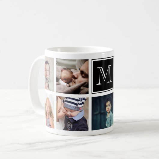 Benutzerdefinierte Familie Foto Collage Monogram K Kaffeetasse (Vorderseite Links)