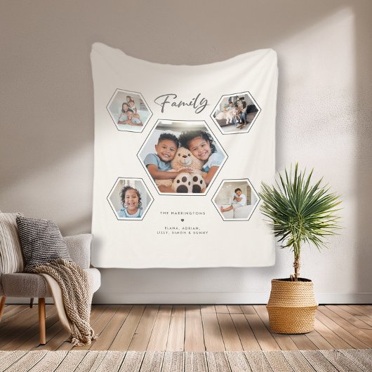 Benutzerdefinierte Familien-Multi-5-Foto-Collage-G Fleecedecke