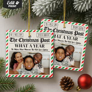 Benutzerdefinierte Familien-Weihnachtszeitung Was  Keramikornament