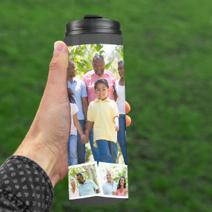 Benutzerdefinierte Familienfoto-Collage mit Zickza Thermosbecher
