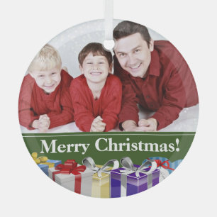 Benutzerdefinierte Familienfoto-Farbige Weihnachts Ornament Aus Glas