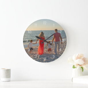 Benutzerdefinierte Familienfoto-Rundung Große Wanduhr