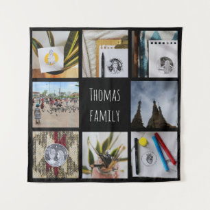 Benutzerdefinierte Familienfotos und Namens-Instag Wandteppich