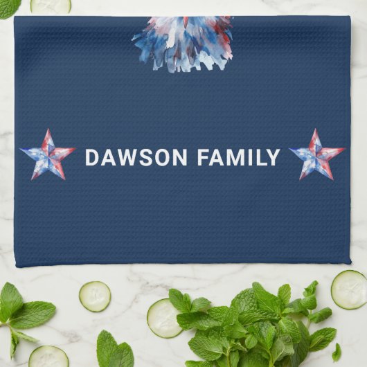 Benutzerdefinierte Familienname America Symbole Geschirrtuch (Gefaltet)