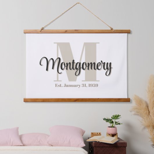 Benutzerdefinierte Familienname Zeichen etablierte Wandteppich Mit Holzrahmen (Schlafzimmer)