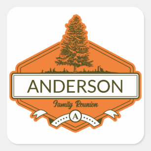 Benutzerdefinierte Familienzusammenkunft  Quadratischer Aufkleber