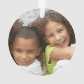 Benutzerdefinierte FAMILY (weißer Text) 2-Foto-Kee Ornament (Rückseite)